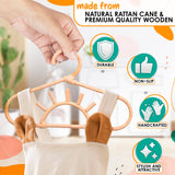 3Pcs Rattan Closet Hanger for Kids Clothes - Baby Clothes Organizer for Kids Hangers Bamboo Room Accessories for Kids Closet Hangers - Childrens Wood Hangers Small Closet Organizer Kids Garment Rack LEGLO