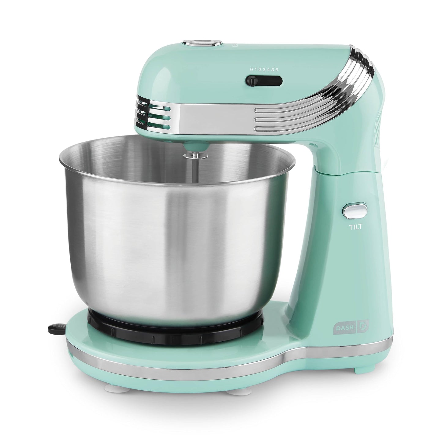 Dash Stand Mixer (Electric Mixer for Everyday Use): 6 Speed Stand Mixer with 3 Quart Stainless Steel Mixing Bowl, Dough Hooks & Mixer Beaters for Dressings, Frosting, Meringues & More - Aqua