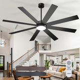 addlon 72 Inch Large Ceiling Fans with Lights, Black Ceiling Fan with Remote Control, Reversible, 5CCT, Dimmable, DC Motor, Modern Ceiling Fan for Living Room, Kitchen, Patio Indoor/Outdoor Use, addlon