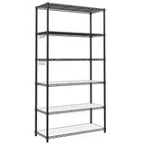 SONGMICS 6-Tier Storage Shelves, Wire Shelving Unit, Kitchen Metal Shelves, Storage Rack with Adjustable Shelves, Shelf Liners, 8 Hooks, for Garage, 13.8 x 35.4 x 69.7 Inches, Black ULGR096B01 SONGMICS