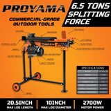 PROYAMA Log Splitter 6.5 Ton with Stand, Wood Splitter Electric Powered, Hydraulic Ram, Firewood Splitting Machine Black Stand Wood Splitter PROYAMA