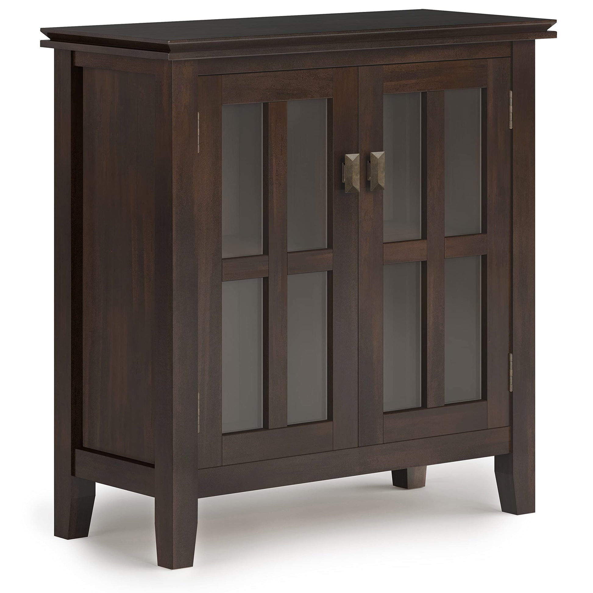 SIMPLIHOME Artisan SOLID WOOD 30 Inch Wide Contemporary Low Storage Cabinet in Tobacco Brown, For the Living Room, Entryway and Family Room - WoodArtSupply