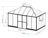 Jocisland 14x9.5x9 FT Polycarbonate Greenhouse- 6 FT Wall Height Outdoor Aluminum Greenhouses with 2 Ventilation and Rain Gutter, Double Doors with Hook, Walk-in Greenhouse for Backyard Garden Jocisland