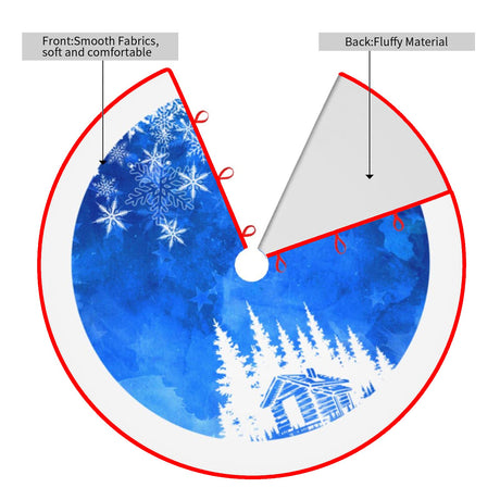48 Inches Blue Christmas Tree Skirt Rustic Thick Xmas Tree Skirt with Snowflake Winter Happy New Year Decoration for Home Holiday Party OWCRNEF