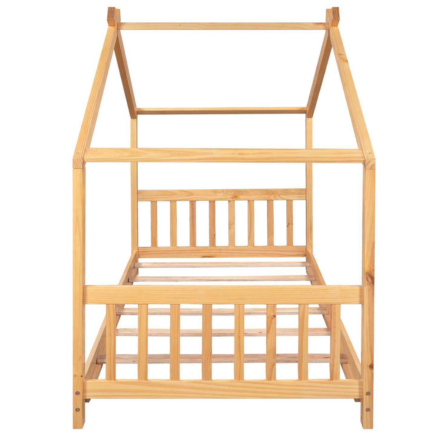 Whimsical Wooden House Twin Bed Frame for Kids by Harper & Bright Designs - WoodArtSupply