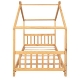 Whimsical Wooden House Twin Bed Frame for Kids by Harper & Bright Designs Harper & Bright Designs