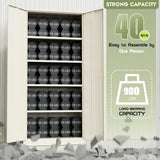 SUNCROWN Metal Storage Cabinets, 72”Locking Cabinet with 2 Doors and 4 Adjustable Shelves, Steel Utility Tool Garage Cabinets,Tall Metal Lockable File Cabinet for Office,Home, Gym, School, Ivory SUNCROWN