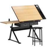 DlandHome Adjustable Drafting Table Craft Table Drawing Desk Hobby Table Writing Desk Studio Desk with Drawers, Angle Adjustable Top,UT-DT1027 DlandHome