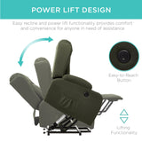 Best Choice Products Modern Linen Electric Power Lift Chair, Recliner Massage Chair, Adjustable Furniture for Back, Legs w/ 3 Positions, USB Port, Heat, Cupholders, Easy-to-Reach Button - Olive Best Choice Products
