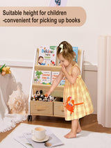CrsaSwivo Kids Bookshelf Toy Storage - Children's Book Shelf for Kids Rooms, Toddler Bookshelf Baby Bookcase for Nursery, Montessori Toy Organizer CrsaSwivo