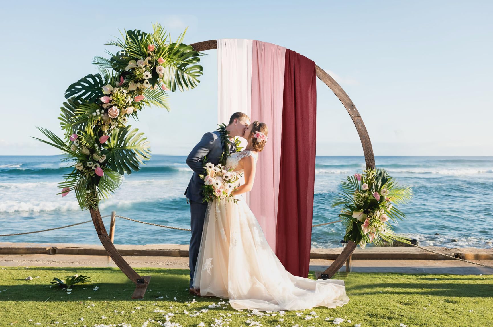 DearHouse Wooden Wedding Arch, 7.9FT Round Wood Arch Arches Backdrop Stand for Wedding Ceremony Birthday Party Bridal Shower Anniversary Candy Tables Decoration(6.9ftx7.9ft) - WoodArtSupply