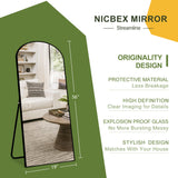 NicBex Arched Full Length Mirror with Stand, 56"x19" Aluminum Alloy Frame Floor Mirror, Black - Free Standing, Leaning Against Wall or Wall-Mounted, for Bedroom Living Room Dressing Room NicBex