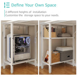 Lufeiya White Computer Desk with Drawers & Storage Shelves, 47 Inch Study Work Writing Desk for Home Office Bedroom, Simple Modern Cute PC Desks Table, White Lufeiya