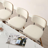 Bekrvio Mid Century Modern Swivel Bar Stools Set of 3 - 26" Upholstered Faux Leather with Ergonomic Backrest, Cream White Bekrvio