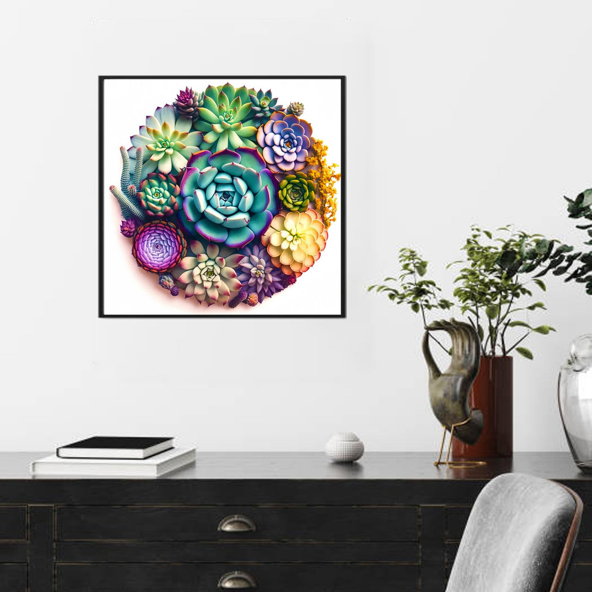 YIYIAH Succulent Diamond Painting Kits for Beginners-Mandala Flower Diamond Art Kits for Adults- Diamond Gem Art Kits Holiday Gifts Home Decor 12x12 inches YIYIAH