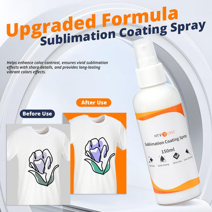 HTVRONT Sublimation Coating Spary for Cotton Shirts - Upgrade Version 150ml Sublimation Spray for All Fabric, Canvas, Pillow, Shirts, Carton, Sublimation Spray Quick Dry & High Gloss & Washable