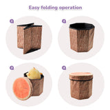 CHEFAN Fruit Storage Stool, Cute Folding Toy Box, Wood Stump Organizer for Cloth and Kids CHEFAN