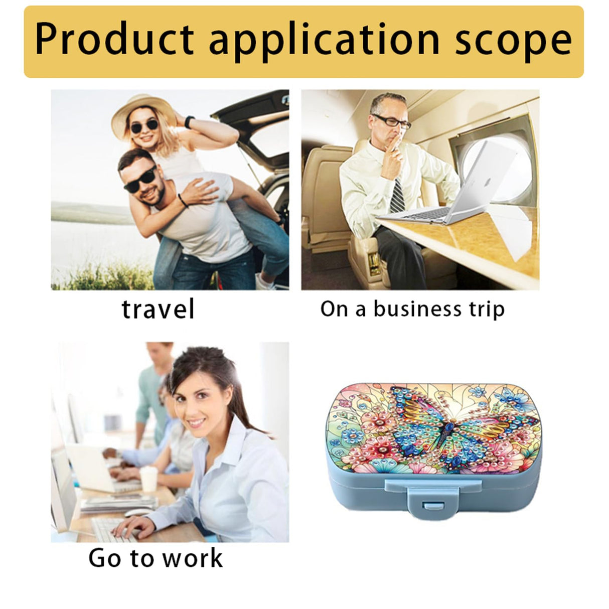 ARTopet Diamond Art Painting Mini Storage Box with 6-Grid Creative Design Compact Portable Small Case for Purse Travel Daily (Butterfly) ARTopet