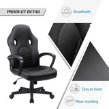 Furmax Gaming Chair Office Chair Leather Computer Desk Chair Racing Style Ergonomic Adjustable Swivel Task Chair with Lumbar Support and Arms (Black) Furmax