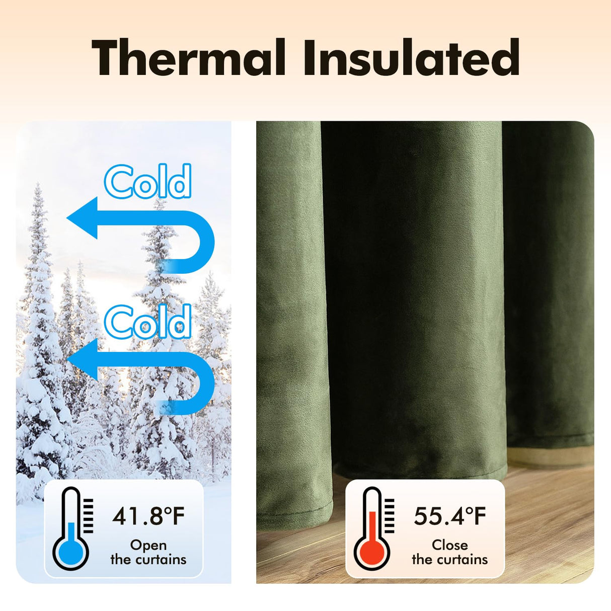 MIULEE Velvet Curtains Olive Green Extra Long Elegant Grommet Curtains Thermal Insulated Soundproof Room Darkening Black Out Drapes for Classical Living Room Bedroom Decor 52 x 108 Inch Set of 2 MIULEE