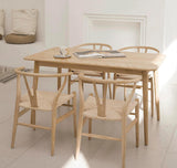 VODUR Wishbone Chair Natural Solid Wood Dining Chair/Hans Vegner Y Chair Rattan and Wood Accent Armrest Chair (Ash Wood + Natural Wood Color - 1 VODUR