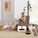 JuGuo 69'' Dimmable Farmhouse Floor Lamp with 3X9W Edison Bulbs, Industrial Vintage Tree Design & Adjustable Diamond Cages, Black Rustic Lighting for Living Room/Office JuGuo