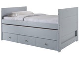 Bedz King All in One Twin Bed with Twin Trundle and 3 Built in Drawers, Breezy Blue Bedz King