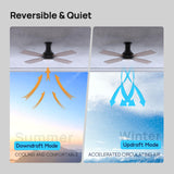 Consciot 52 Inch Ceiling Fan With Lights, Modern Black Ceiling Fan, Remote Control, Quiet Reversible DC Motor, Flush Mount, Dimmable 3CCT LED Light, Double Finish Blade, For Indoor Bedroom Living Room Consciot