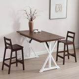 Janoray Counter Height Bar Stools Set of 2 Farmhouse Counter Stools with Ladder Back 26-Inch Solid Wood Barstools for Kitchen Island/Pub/Cafe, Brown Janoray