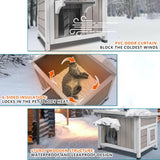 Ketive Insulated Cat House Outdoor Cat Shelter for Feral Cats in Winter,All-Round Foam Insulation Weatherproof Wooden Cat Houses for Cats Rabbits and Small Animals with Escape Door Open Roof ketive