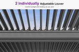 PURPLE LEAF Louvered Pergola 12' x 16' Outdoor Full Aluminum Pergola with Adjustable Rainproof Roof Modern Retractable Patio Hardtop Gazebo for Deck Backyard Garden Slate Grey PURPLE LEAF