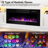 PRETZI Fireplace TV Stand with 36" Fireplace Up to 80" TVs,70" Entertainment Center with LED Lights,Remote Control,TV Media Console with Storage Cabinets for Living Room, White PRETZI