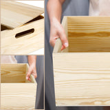 Spiareal Wooden Storage Box 15 x 12 x 7 Inches Pine Wood Decorative Crate Box with Hand Holes and Lid Plain Unpainted Wooden Storage Bins for Home Decor Wine Tool Kitchen Arts Crafts Spiareal