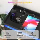 knoworld 6 Drawer Dresser for Bedroom, Black Dresser with LED Lights and Power Outlet, Wooden Dresser Modern Chest of Drawers, Tall Wide Drawer Dresser for Bedroom, Living Room, Entryway, Hallway knoworld