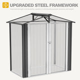 DWVO 6x4ft Storage Shed for Outdoors, Metal Sturdy Weatherproof Tool Locker with Secure Door and Ventilation for Equipment, Mowers, Bikes, Outdoor Spaces, Dark Gray DWVO
