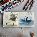 tumuarta Watercolor Journal, 3.5x5.5”, 140 LB, 300 GSM, Cotton Paper, Cold Press, 24 Sheets, 48 Pages, Watercolor Sketchbooks for Use As Travel Notebook Mixed Media Pad On The Go tumuarta