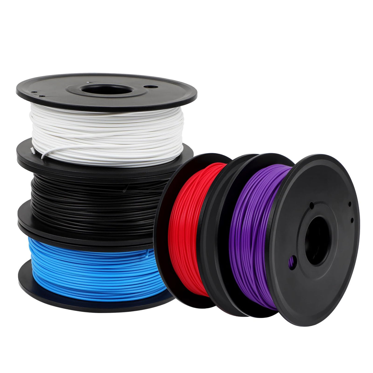 3D Printer Filament Bundle Multicolor, 250g PLA Filament 1.75mm, Dimensional Accuracy +/- 0.02 mm,1.25kg Total, 0.25kg per Spool, 5 Pack, Individually Vacuum Packed, 5 Colors FAHKNS
