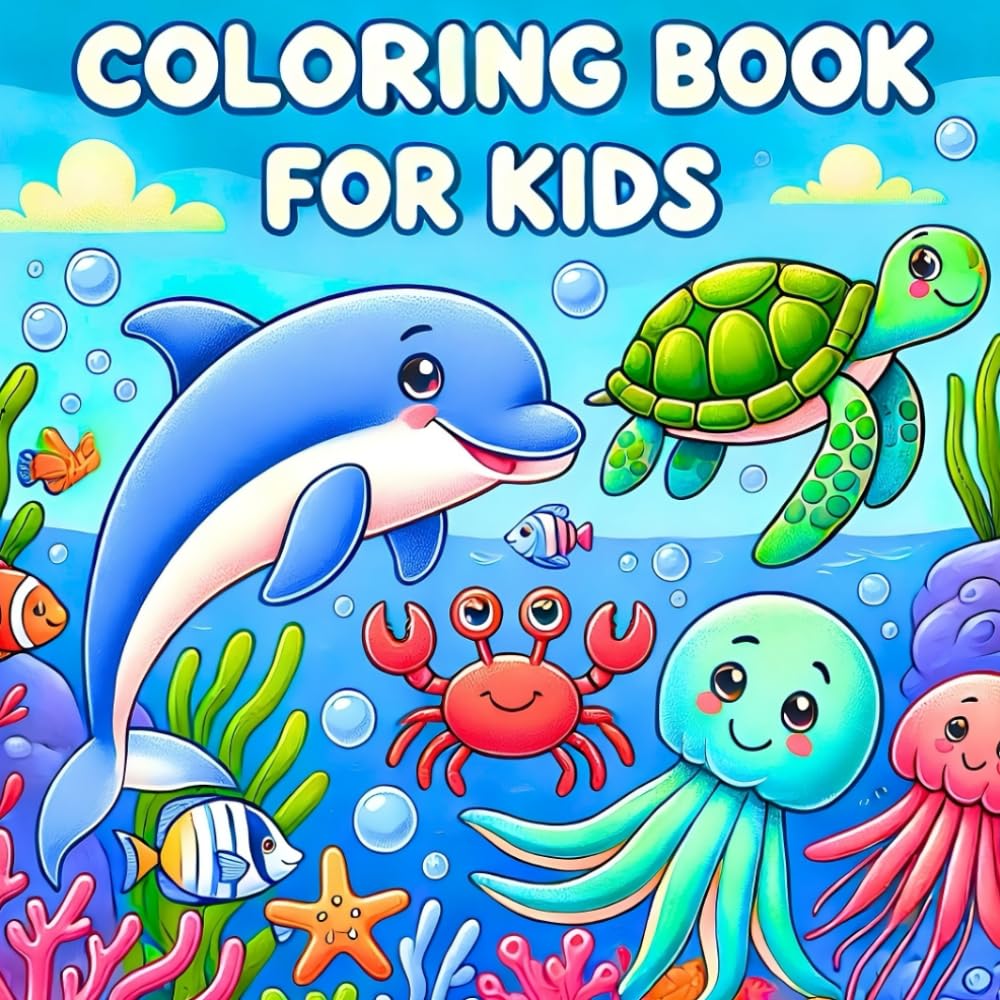 Ocean Scene Coloring Book: Bold and Easy Sea Life Fun for Kids: Over 50 Cute Ocean Animals to Color — One Image Per Page, Simple and Relaxing Sea Creature Designs for Children and Beginners WoodArtSupply
