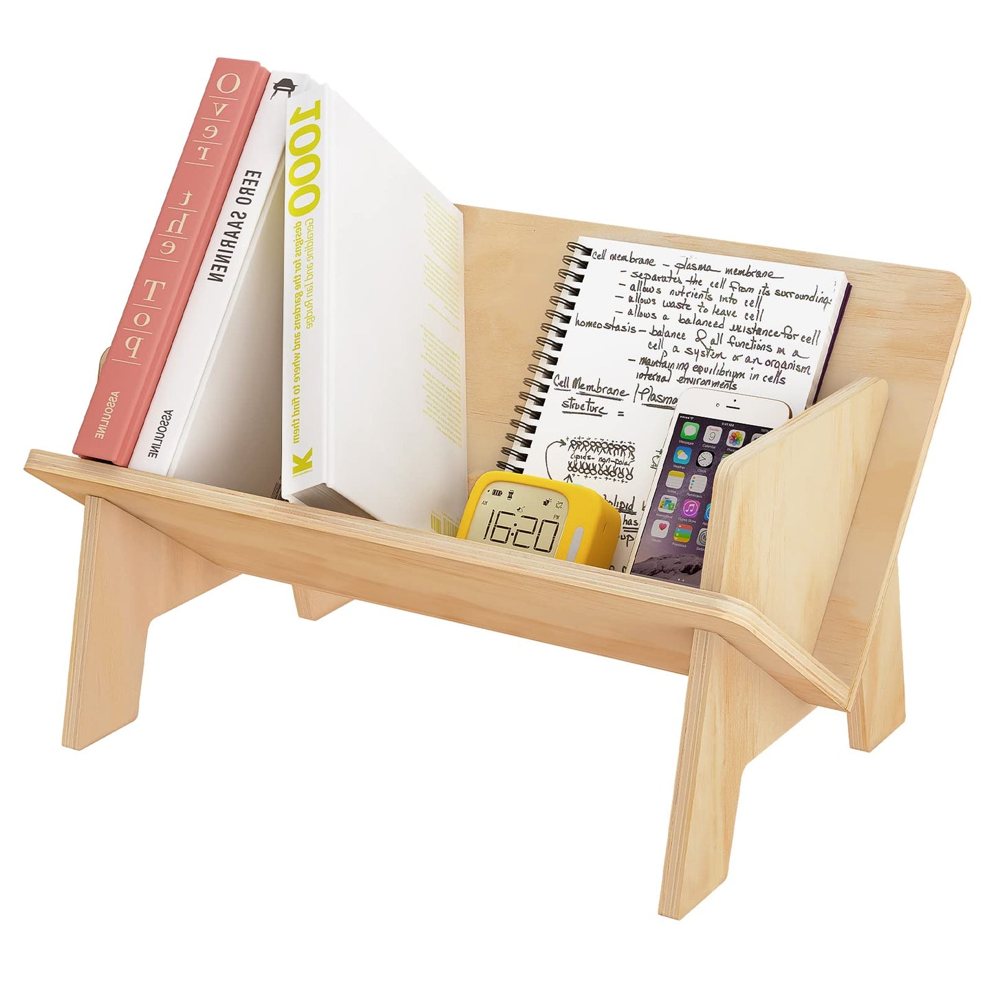 Burlywood Desktop Bookshelf - Stylish Wooden Book Rack for Organising Magazines, Books, and CDs - WoodArtSupply