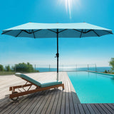 OVASTLKUY 13Ft Patio Umbrella Outdoor Double-Sided Market Extra Large Umbrella Outdoor Patio w/Easy Crank for Yard, Poolside, Deck, Blue OVASTLKUY