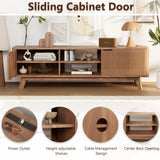 Royal Windsor Modern TV Stand for Living Room,Large TV Table with Fluted Door Cabinets and Open Shelves,Entertainment Center with Storage and TV Mount,Media Console Cabinet with Socket,Reddish Brown Royal Windsor