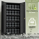 SUNCROWN Metal Storage Cabinets with Lock, Tool Cabinet, 72" Locking Steel Storage, Tall Locker Organizer Garage Cabinets with 2 Doors and 4 Shelves for Home,Garage,Office,School, Garage, Black SUNCROWN