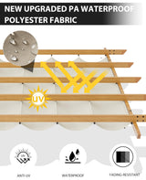 10x10 Ft Outdoor Pergola Aluminium Pergola with Retractable Roof & Side Mesh Screen, Upgraded Faux Wood Grain Modern Metal Patio Gazebo for Deck, Backyard Garden, Porch, Grape Trellis, Beige + White GustoWave