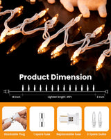 Minetom Clear Christmas Lights Set 100 Count 25 Feet Incandescent Bulb Mini String Lights for Indoor Christmas Tree Garland Birthday Wedding Party Festival Decoration, White Wire Minetom