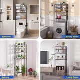 samstar 4 Tier Over The Toilet Storage Rack, Bathroom Organizer Shelves Cabinet Above Toilet, with Adjustable Height Freestanding Shelf Space Saver, Black samstar