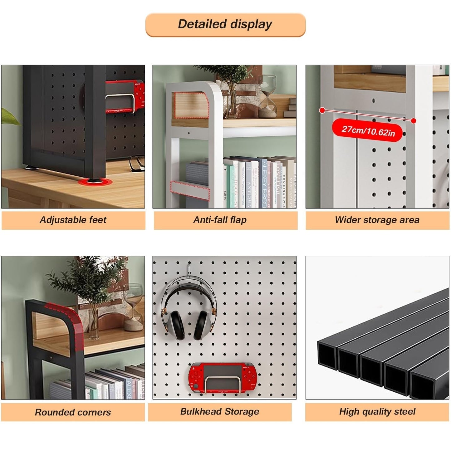 2 Tier Multifunctional Industrial Desktop Bookshelf for Home and Office Storage - WoodArtSupply