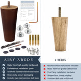 Brown Round Furniture Legs - Premium Mid Century Legs for Sofa, Chair, Table, Dresser, Bed, Cabinet, Ottoman - Our Wooden Legs Are Easy To Install & Include Installation Hardware - Set of 4, 10 Inches Airy Abode