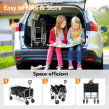 Kshioe Collapsible Wagon, Beach Wagon with Big Wheels for Sand, Grocery Wagon All-Terrain Wheels Garden Grocery Wagon for Shopping Park Picnic, Camping, Beach Trip Kshioe