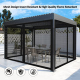 Homegroove Replacement Mosquito Netting for 10x12ft Gazebo, Universal Mosquito Netting for Patio Garden Yard, 4-Panel Outdoor Mesh Netting Screen with Zipper, Upgraded Flame Retardant Material Black homegroove