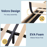 Allewie Twin Size Platform Bed Frame with Fabric Upholstered Headboard and Wooden Slats Support, Fully Upholstered Mattress Foundation/No Box Spring Needed/Easy Assembly, Beige Allewie